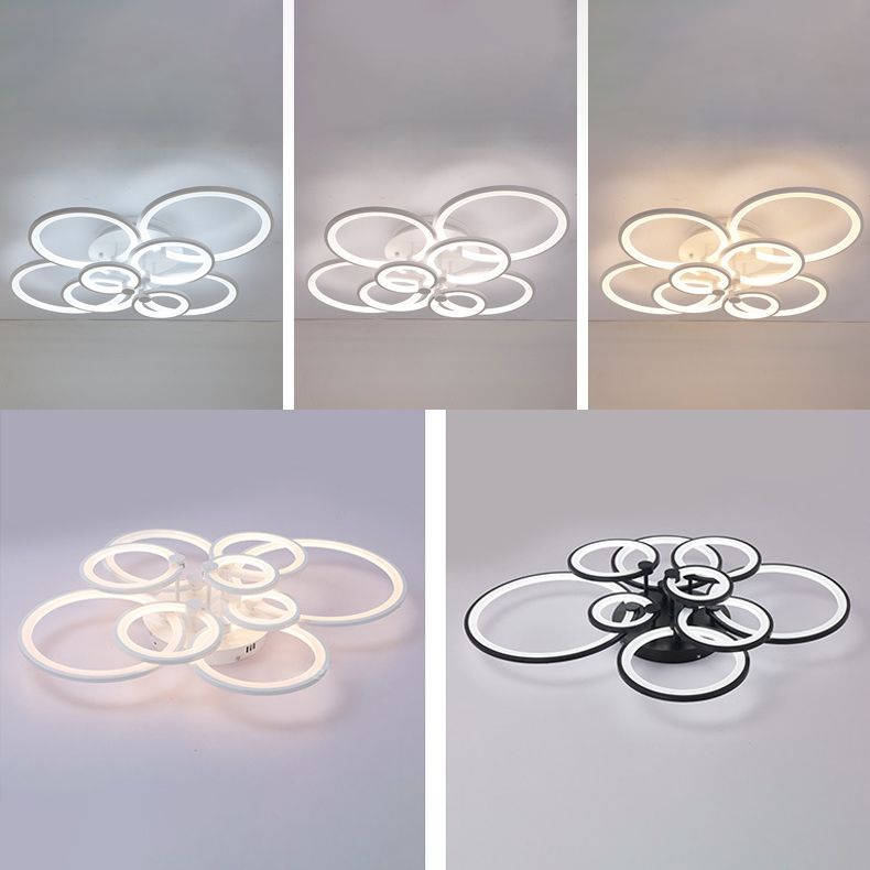 Modern Circular Shade LED Indoor Ceiling Light with Acrylic Shade Semi Flush Mount
