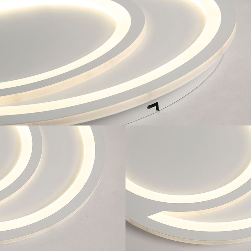 White Ripple Flush Lighting Modern Simple Metal Led Flushmount Light, 16"/19.5"/23.5" Wide