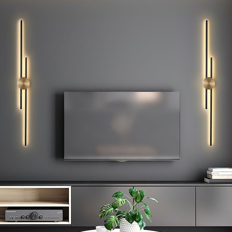 Contemporary Style Brass Wall Light Linear LED Wall Sconce for Bedroom