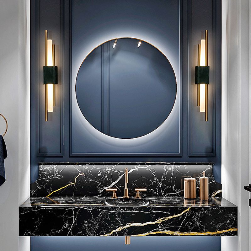 Single White/Green Contemporary LED Shaded Statement Bathroom Vanity Light