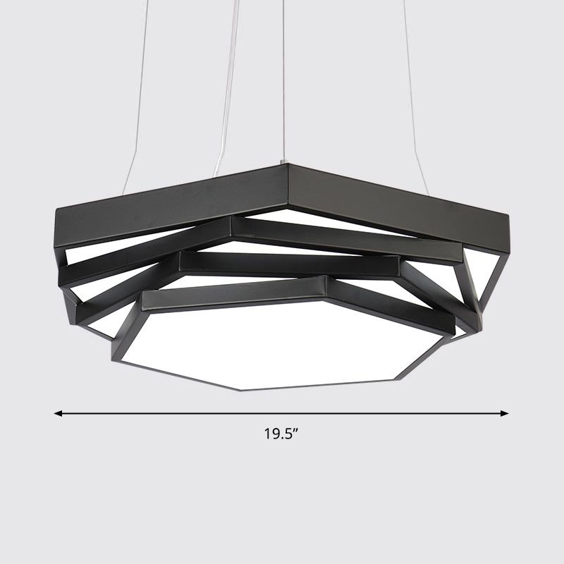 Modernist LED Chandelier Hexagonal Tiered Suspension Lighting with Acrylic Shade
