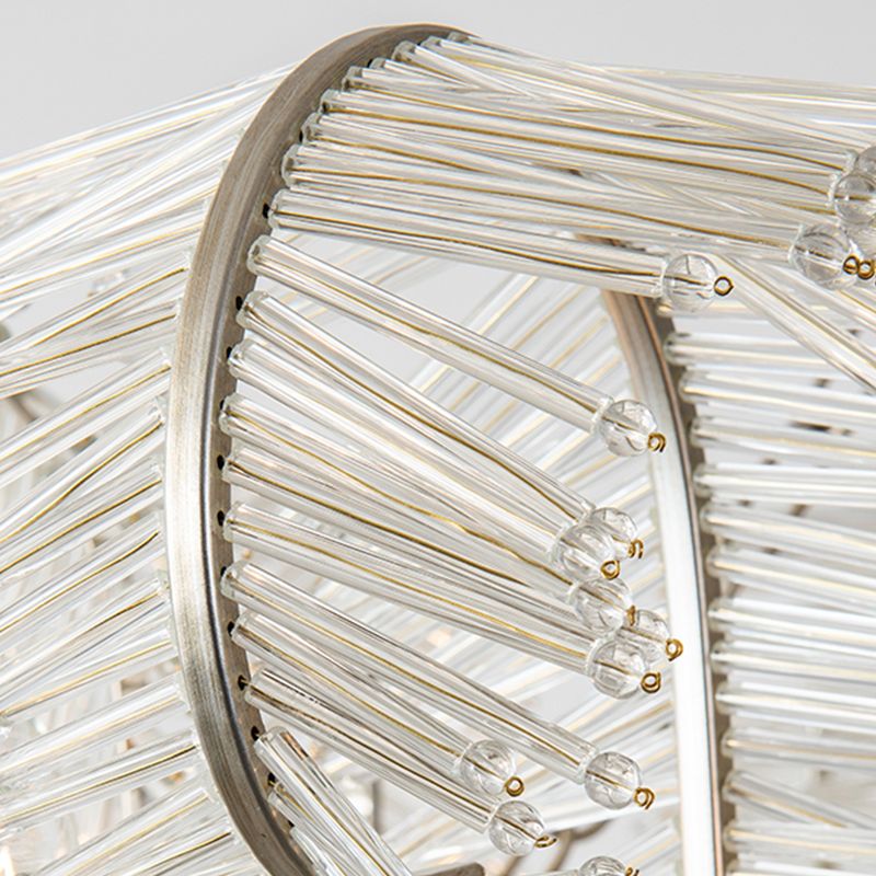 American Candle Chandelier Glass Silver Hanging Light for Bedroom