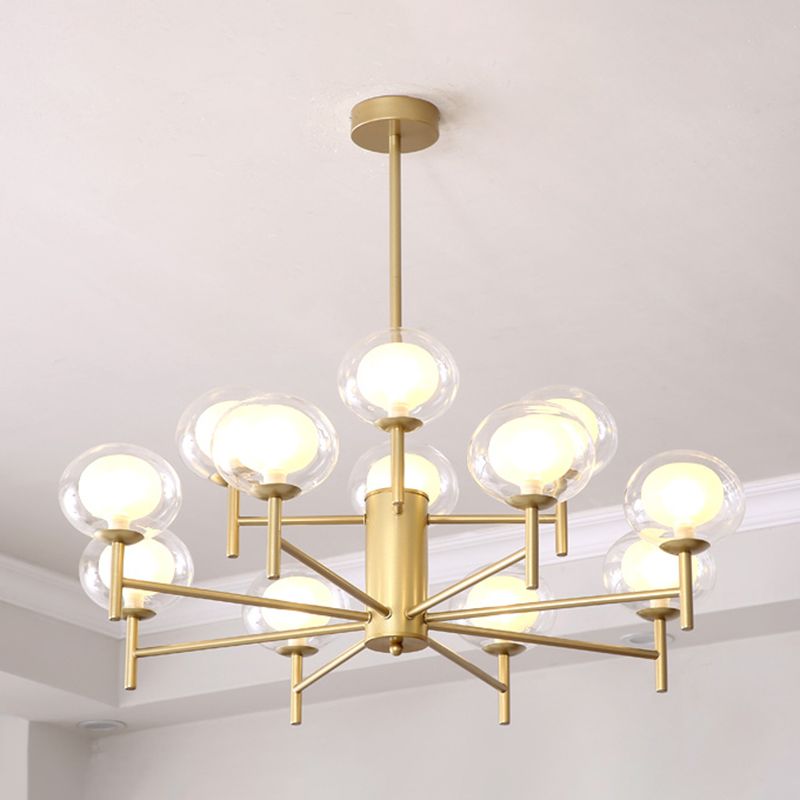Spherical Shape Chandelier Modern Style Glass Multi Light Hanging Lamp for Restaurant