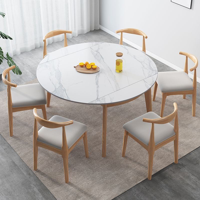 Modern Sintered Stone Dining Table Round Dining Room Table with 4 Legs