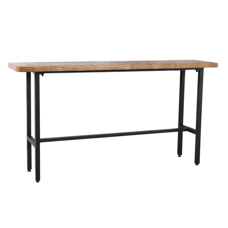 Rectangle Industrial Pub Table Set 1/4/7 Pieces Wooden Bar Table Set with Brown Stools