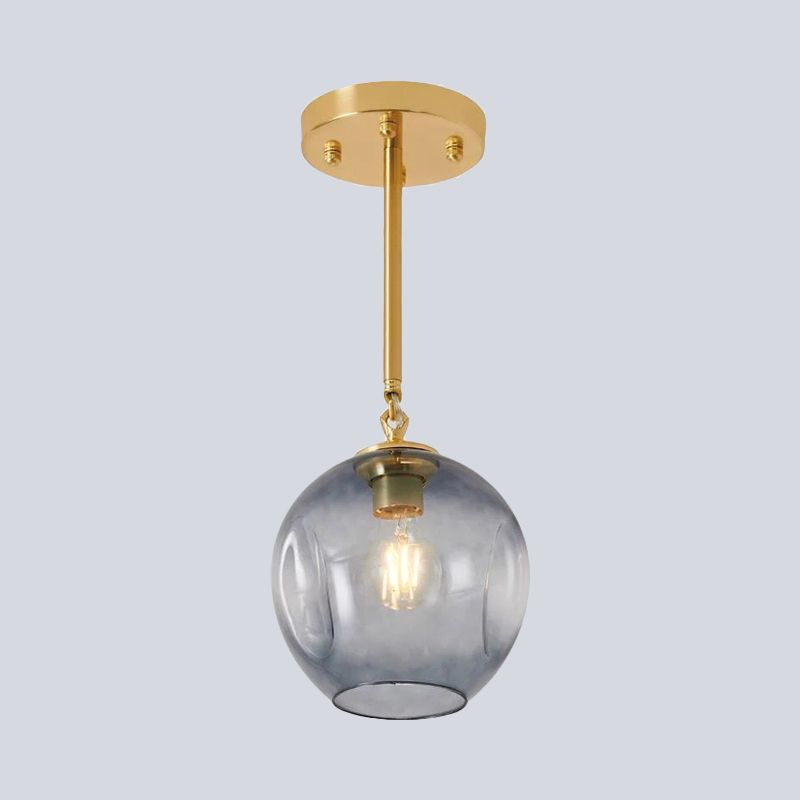 Concave Amber/Smoke Gray Glass Semi Flush Light Fixture Nordic 1 Light Ceiling Flush Mount for Hallway