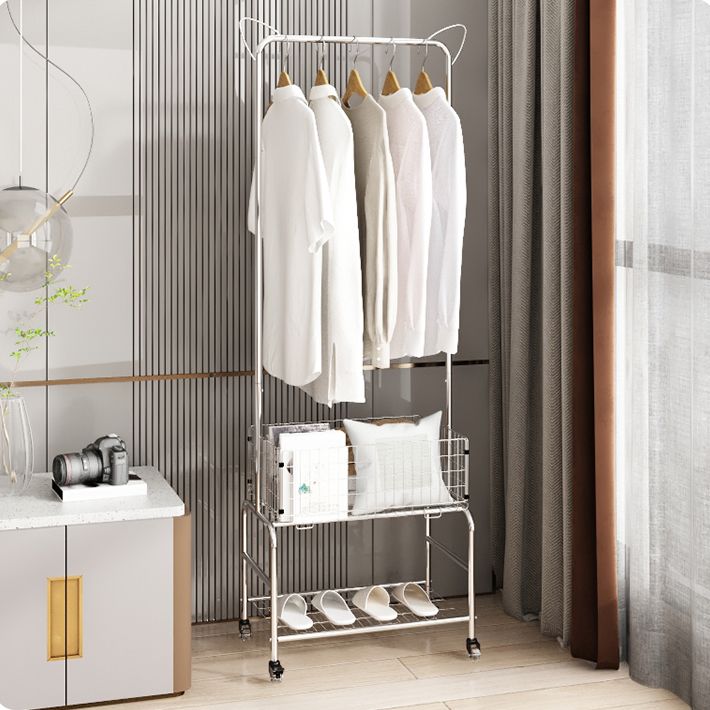 Contemporary Style Wardrobe Metal Open Wardrobe with Wheels for Home