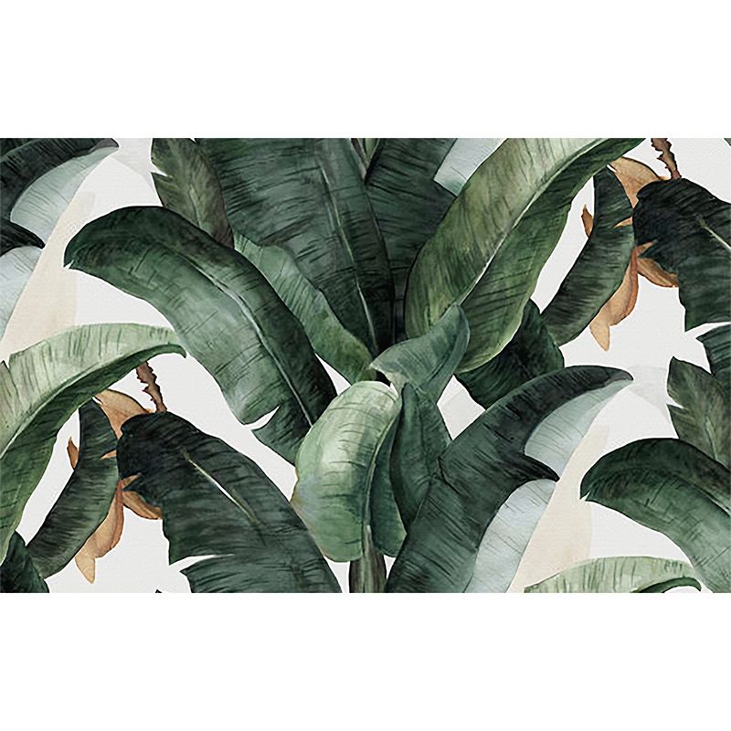 Personalized Tropical Leaves Mural for Living Room Plant Wall Art in Blackish Green, Stain-Resistant