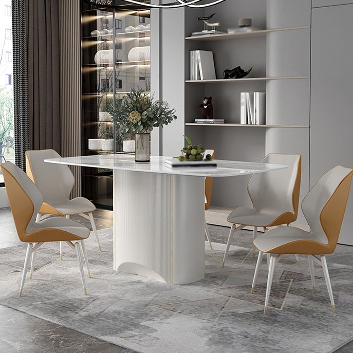 Table à manger en pierre frittée, ton blanc, guéridon de luxe pour salle à manger