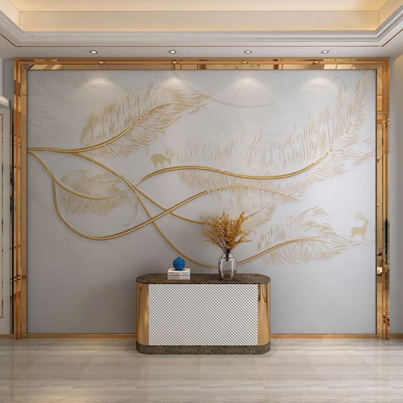 Romantic Feather Wall Decor for Accent Wall Minimalist Wall Mural, Personalized Size Available