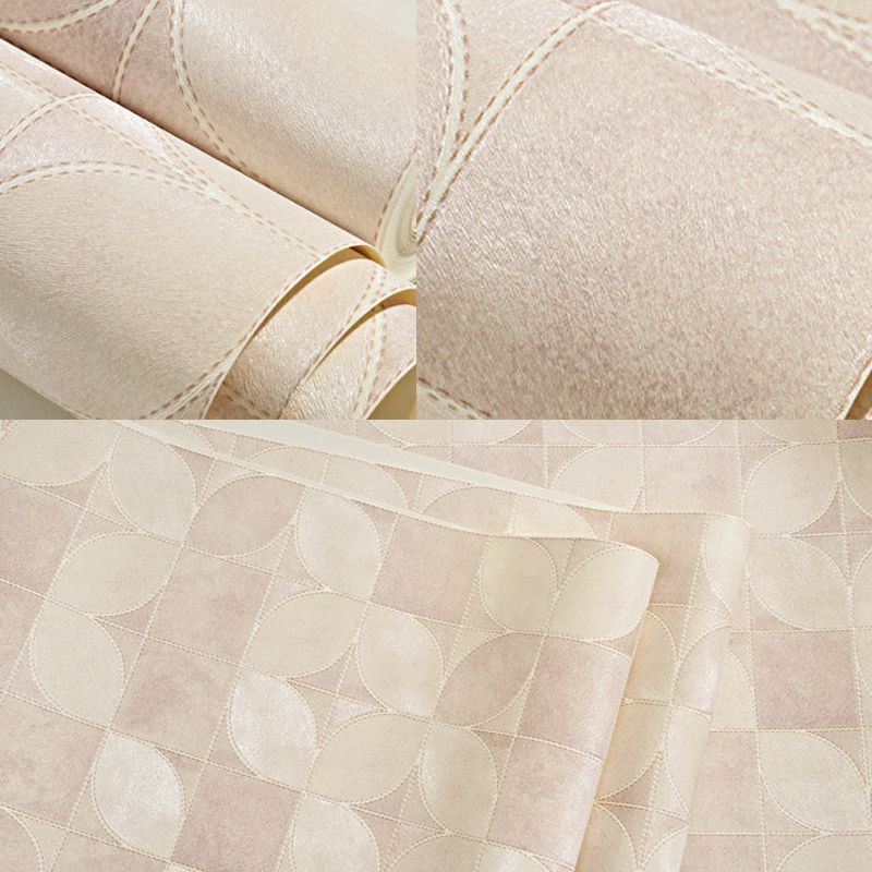 Simple Color Modern Wallpaper Square and Leaves Wall Covering, Non-Pasted