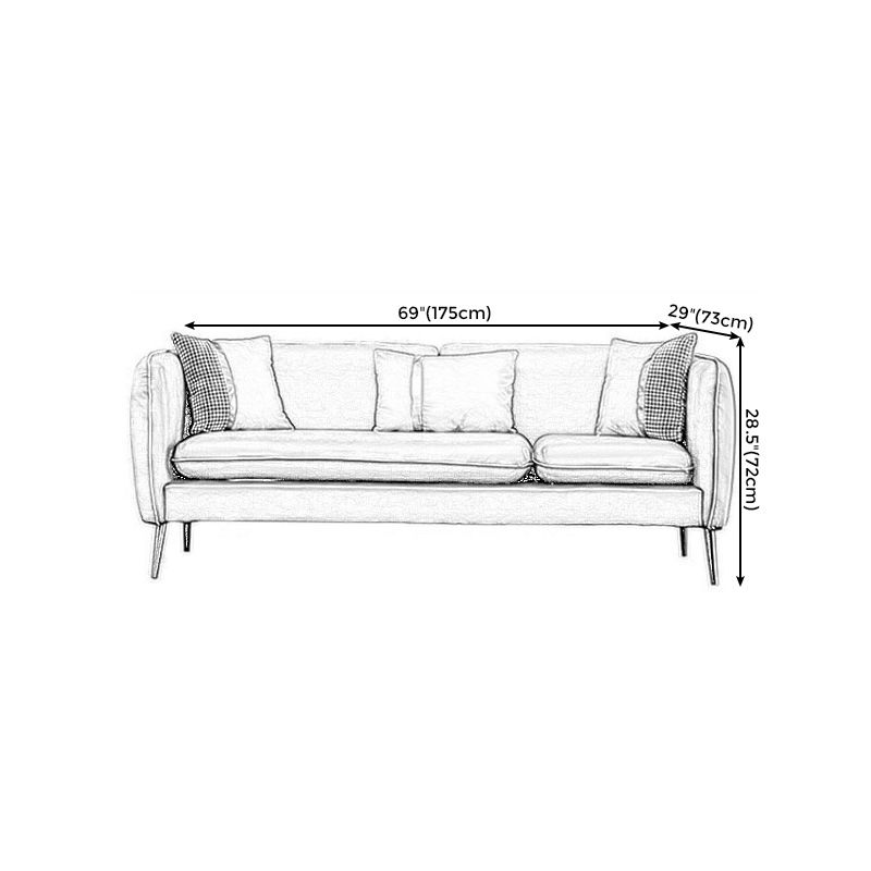Contemporary Faux Leather Square Arm Sofa with Tight Back for Apartment