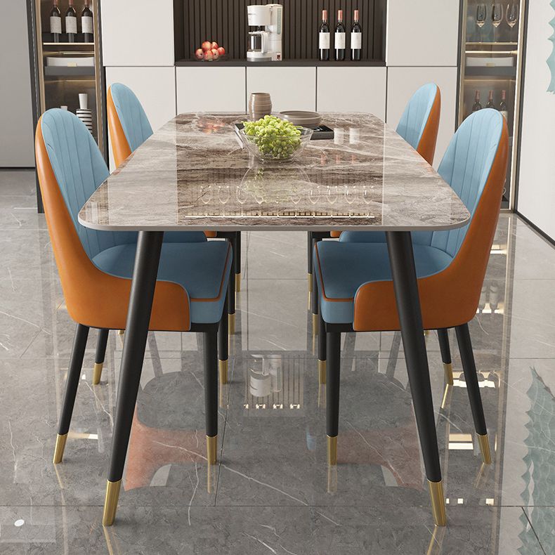 Industrial Sintered Stone Dining Table for Restaurant Rectangle Grey Table with 4 Legs