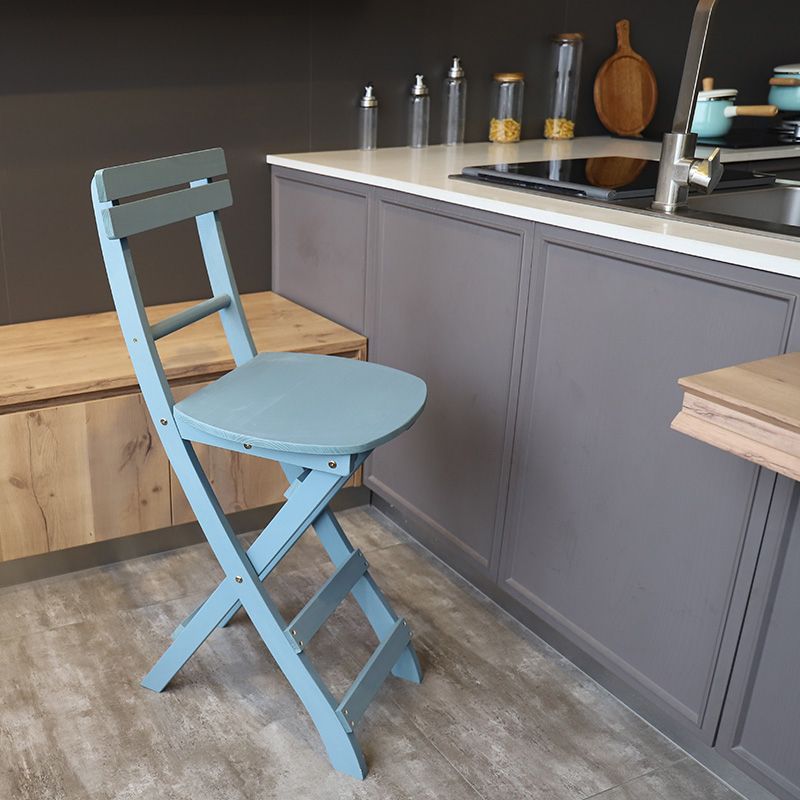 Modern Foldable Backrest Counter Chair Solid Wood Bar Chair with 4 Legs