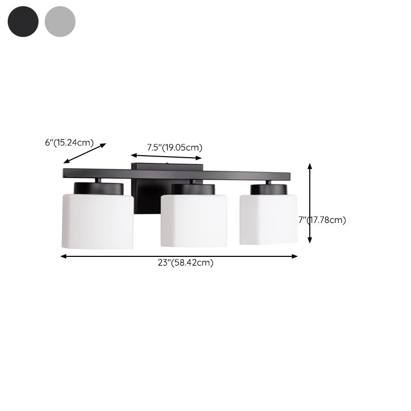 American Metal Wall Sconce Rectangle Shape Vanity Lamp with Glass Shade for Bathroom