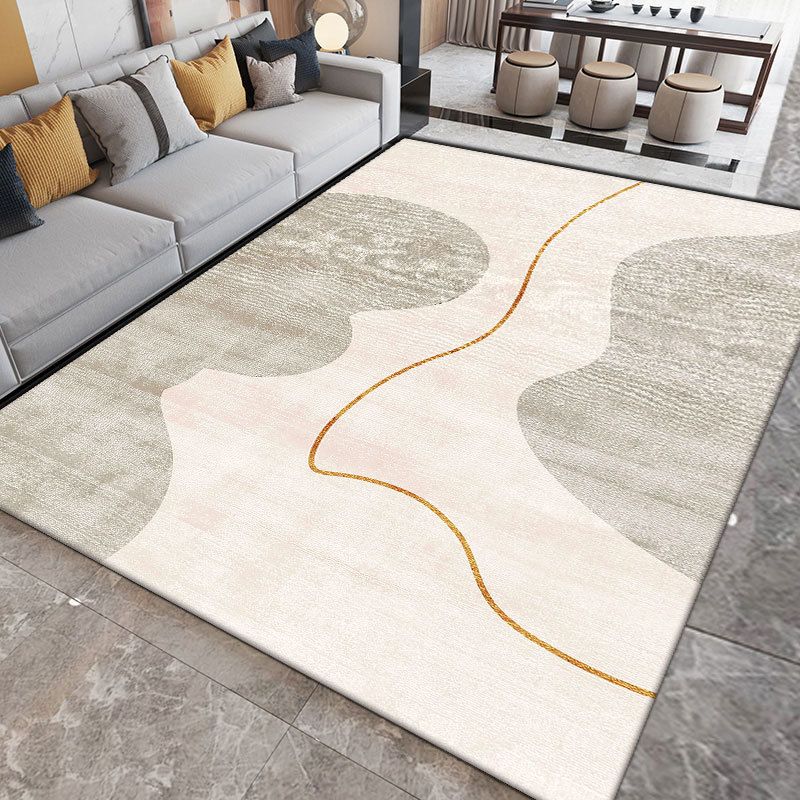 Beige Nordic Carpet Polyester Color Piece Area Rug Stain Resistant Rug for Sitting Room