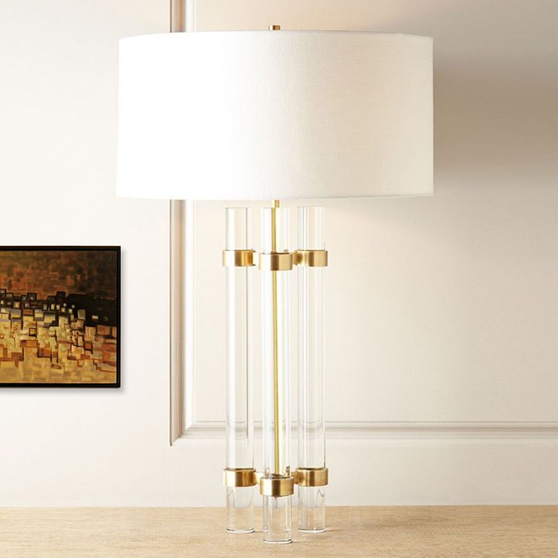 1 tête de tâche cylindrique légère moderniste coupée à main lampe de chevet en cristal en or