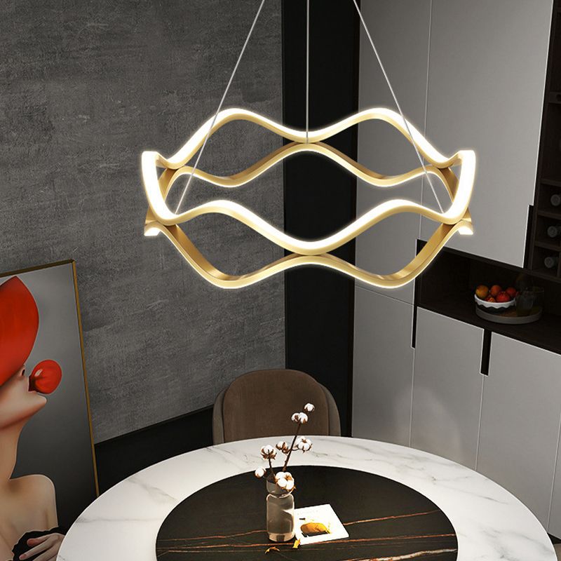 Wave Shape Chandelier Pendant Light Minimalist LED Metal Chandelier Lighting