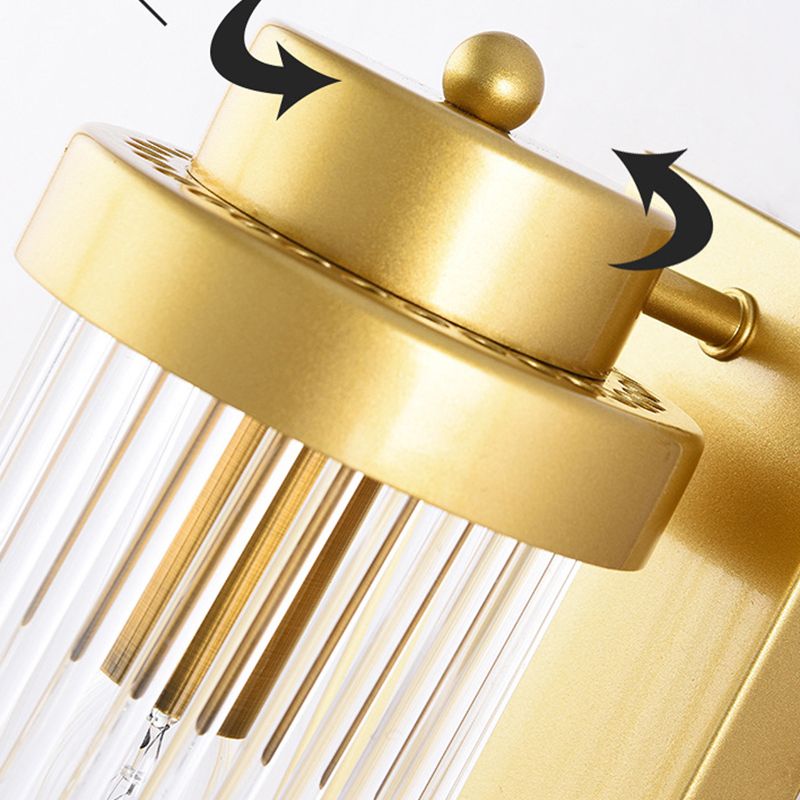 Postmodern Glass Wall Light Cylinder Gold 20" High Wall Sconce for Living Room