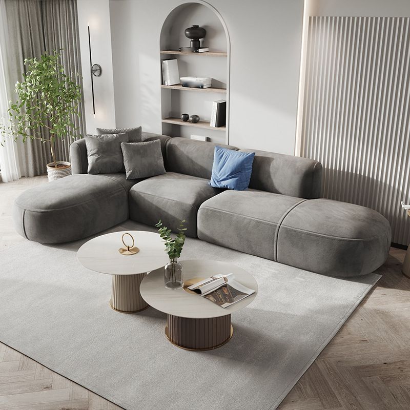 Nordic Gray Living Room Modular Gray Upholstery Square Arm Sofa