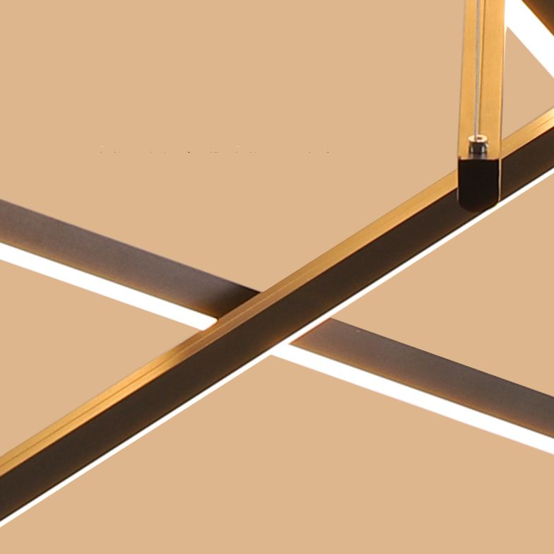 Nieuwe moderne zwarte lineaire kroonluchter verlichtingsarmaturen Metalen LED -hangende lamp voor woonkamer