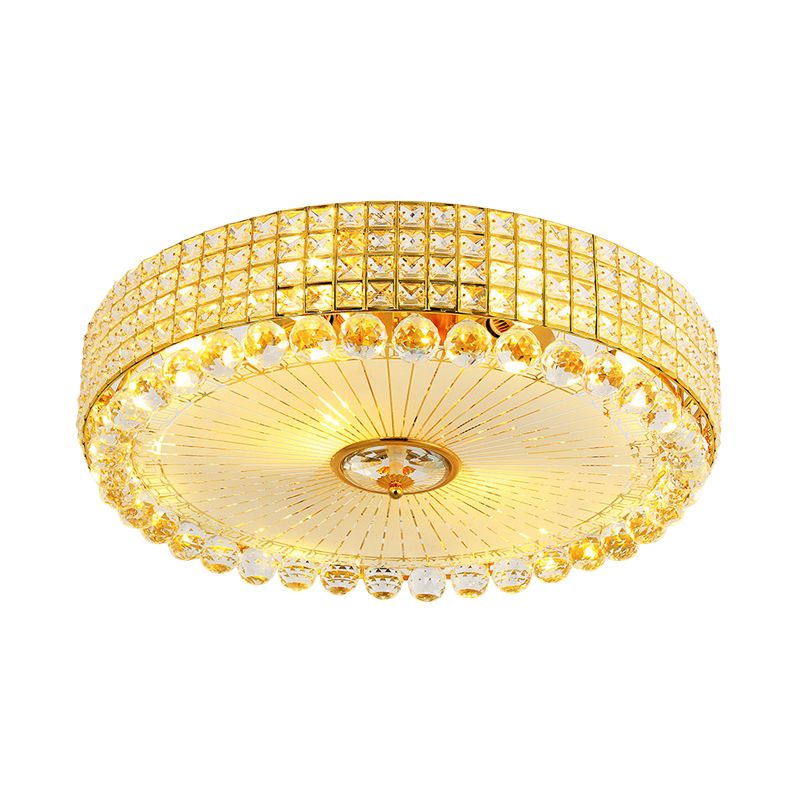 Beveled Crystal Silver/Gold Flush Mount Circle Minimalism LED Ceiling Light Fixture, 16/23.5 Inch Dia