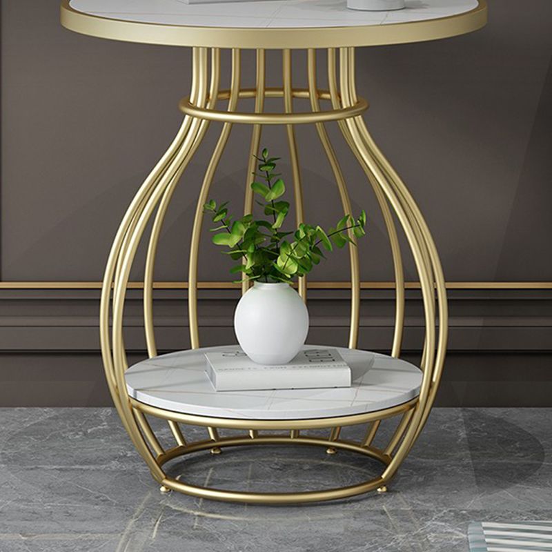 Modern Luxurious Metal Side Table Round Frame Sofa Side Accent Table