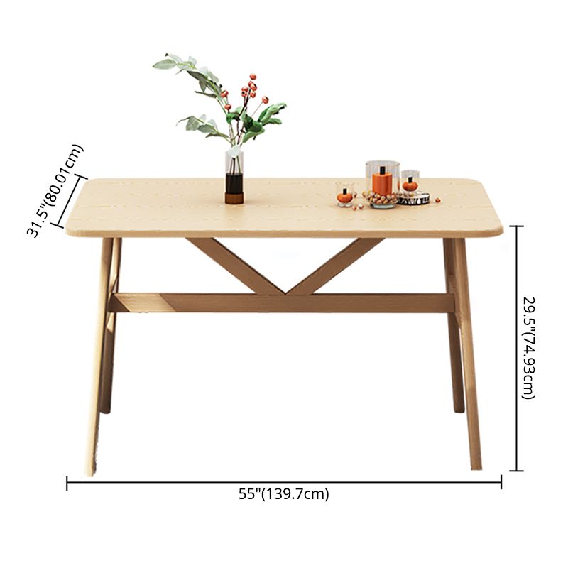 Modern Wood Top Rectangle Shape Dining Furniture 4 Wood Legs Table for Dining Room Furniture