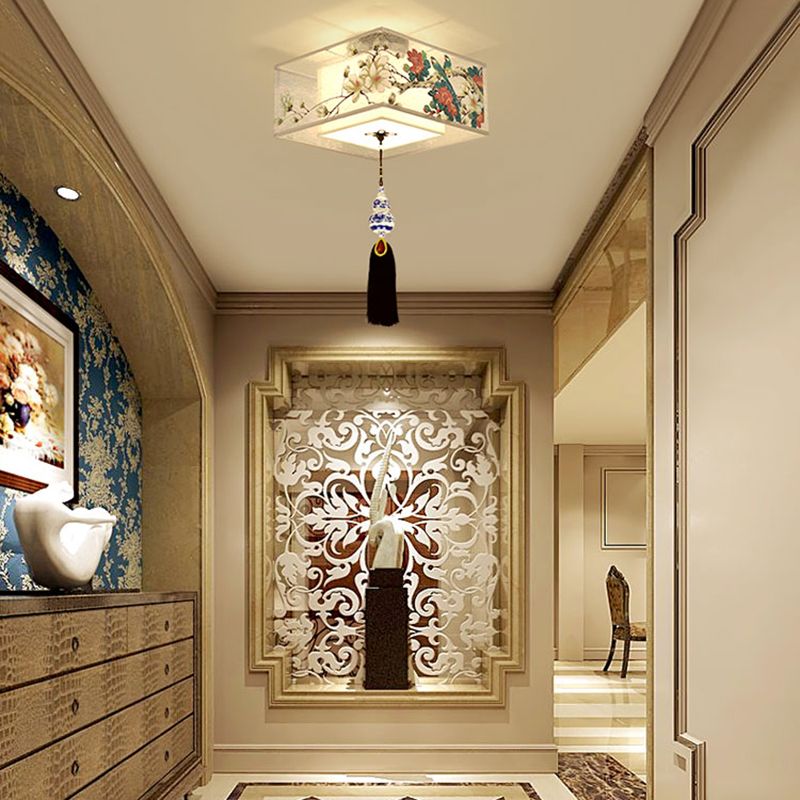Plafonnier encastré en tissu de style chinois pour salon