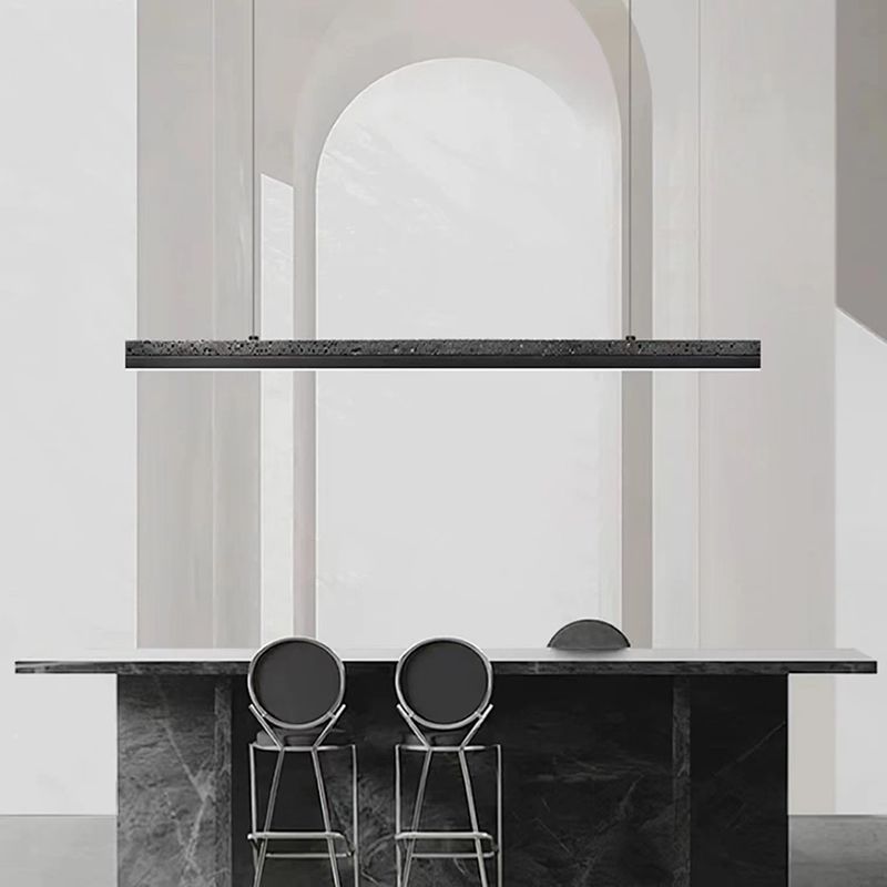 Minimalism LED Hanging Light Linear Island Light Fixture in Black for Dining Room