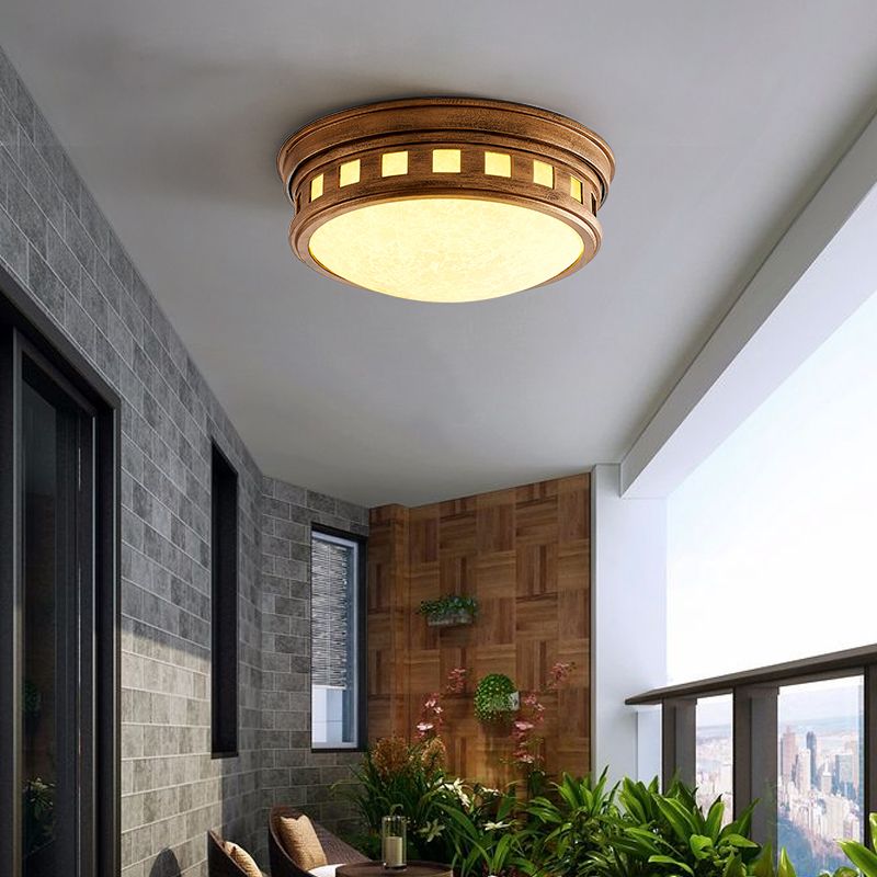 Illuminazione da incasso per montaggio a incasso a tamburo Lampada da incasso in stile tradizionale con paralume in vetro