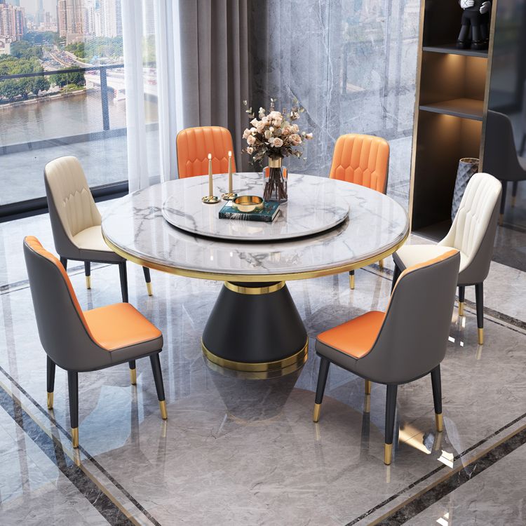 Marble Dining Table Luxury Style Single Pedestal Base Round Table for Home