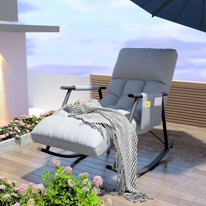 Classic Tufted Recliner Chair Pure Color Indoor Rocker Chair with Dark legs