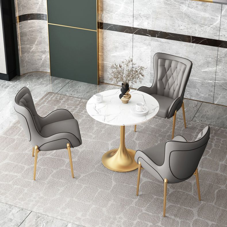 1/3/4/5 Pcs Metal Scandinavian Dining Room Set with Round Table Dinette Set