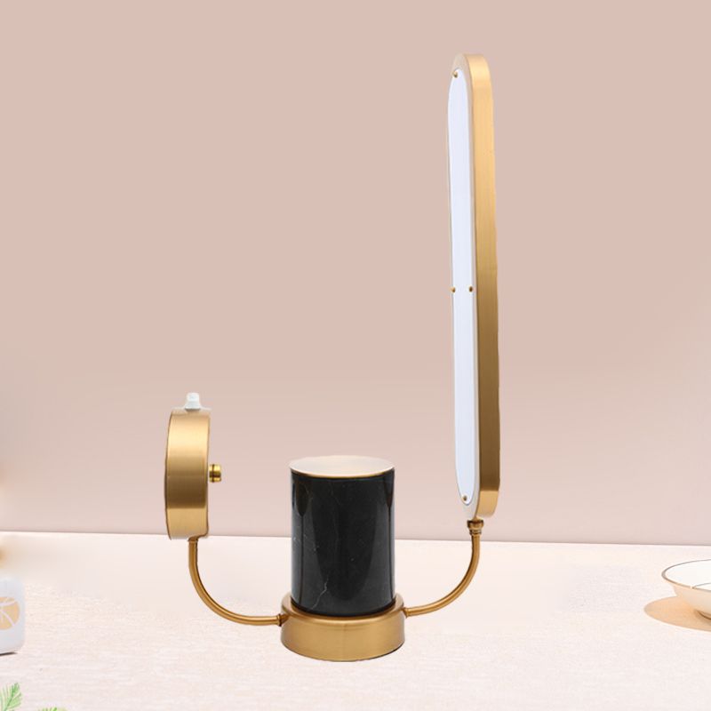 Arc Rectangular Metal Desk Lighting Postmodern LED Gold Night Table Lamp with Acrylic Shade