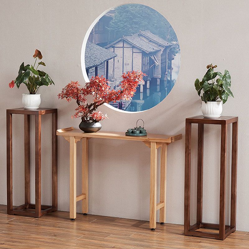 Wood Console Table Mid-Century Modern Rectangle Accent Table for Hall