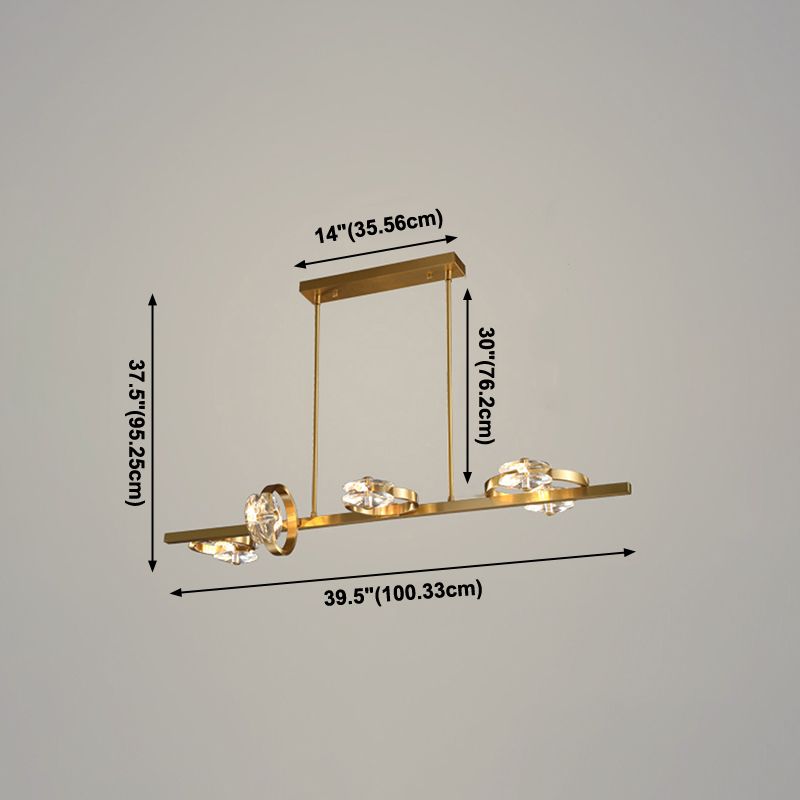 Contemporary Island Light Rings Crystal Island Lights in Gold for Kitchen