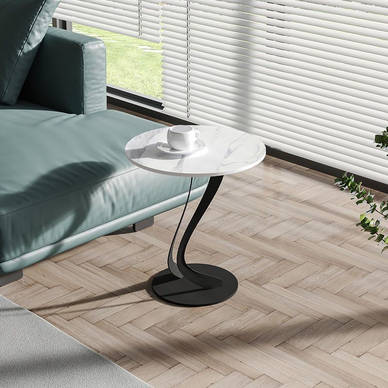 Contemporary Round Slate Side Table 20.5" Tall Abstract End Table