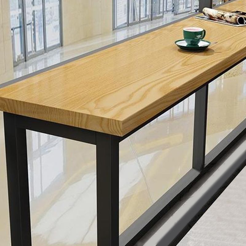 Modern Wood Counter Table Rectangle Top Table with Black Base