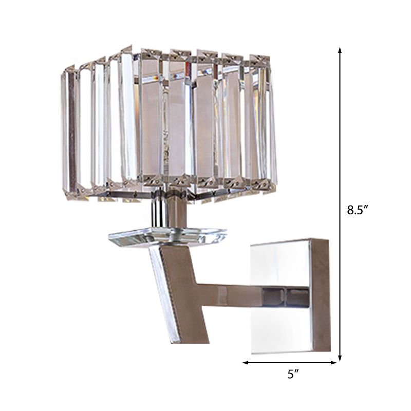 Cubic Clear Crystal Wall Light Modernism Stylish 1 Light Chrome Wall Sconce Lighting for Corridor