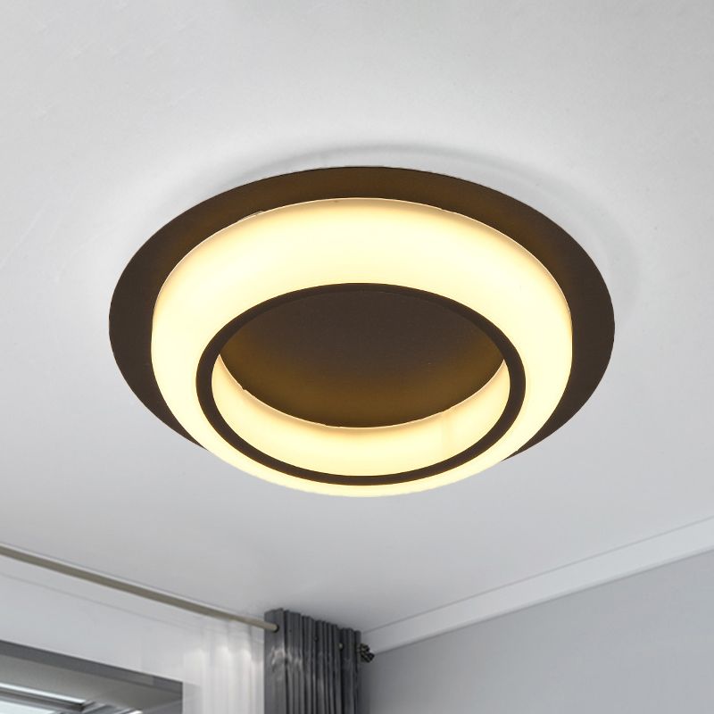Plafonnier LED en acrylique en forme de cercle, design nordique noir/blanc/gris, luminaire encastré pour chambre à coucher
