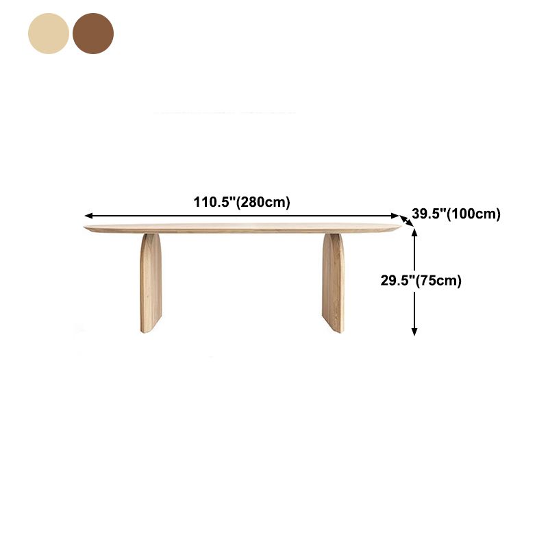 Oval Dining Table Pine Solid Wood Dining Table with Double Pedestal