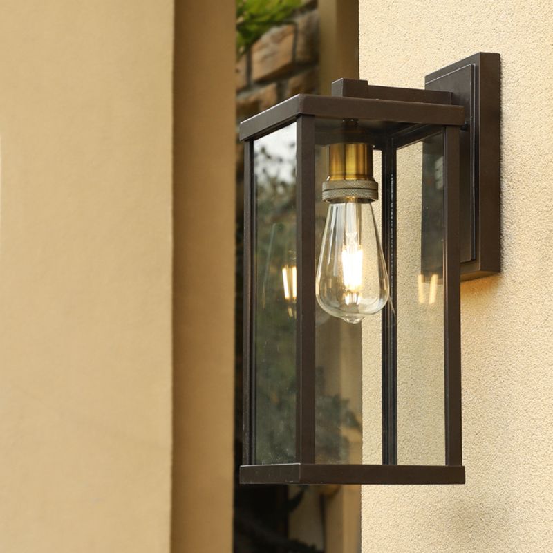 Geometrische klare Glas Wandleuchte Schatten Industrielles 1-Licht-Wandmontage Licht für den Außenbereich