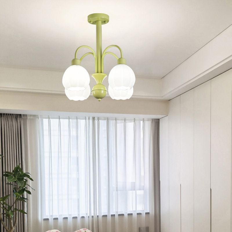 Nordic Glass Ceiling Light Green Flush Mount Lighting Fixture for Bedroom