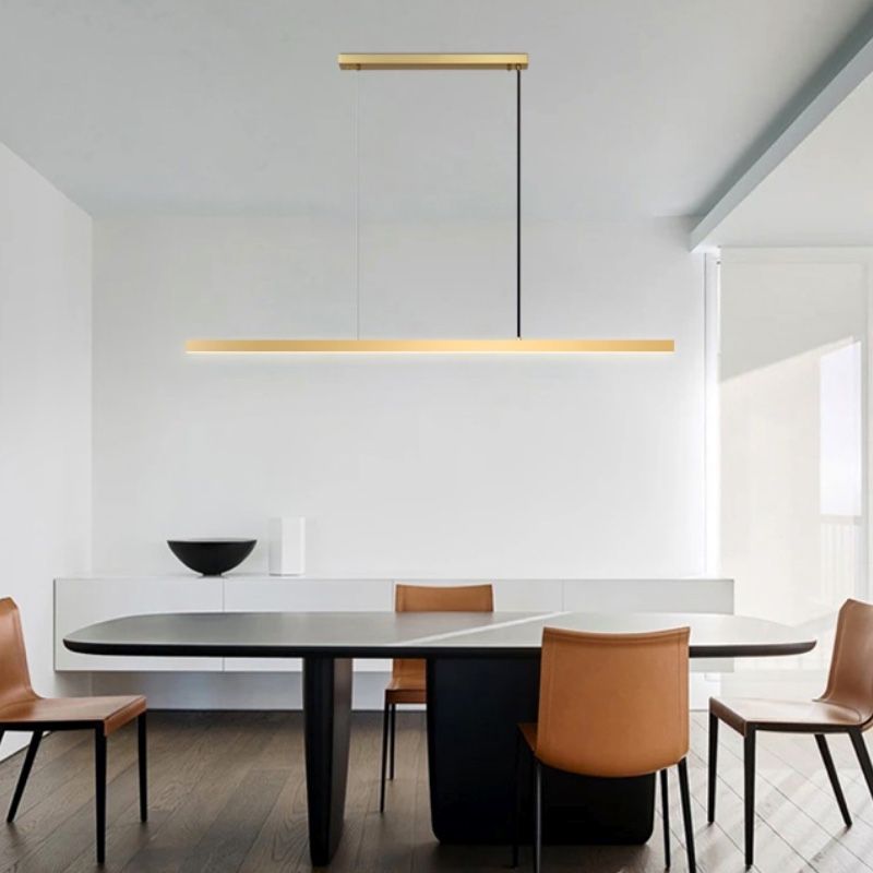 Simplicity Contemporary Island Light Metal Long Strip Hanging Light for Dining Room