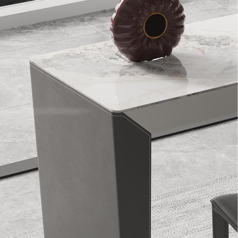 Living Room Counter Wine Table Rectangle Stone Modern Bar Height Pub Table in Grey