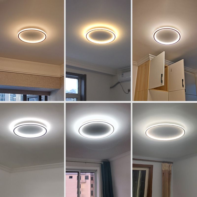 Runde Unterputz-Beleuchtung, minimalistische LED-Deckenleuchte aus Aluminium in Schwarz und Weiß