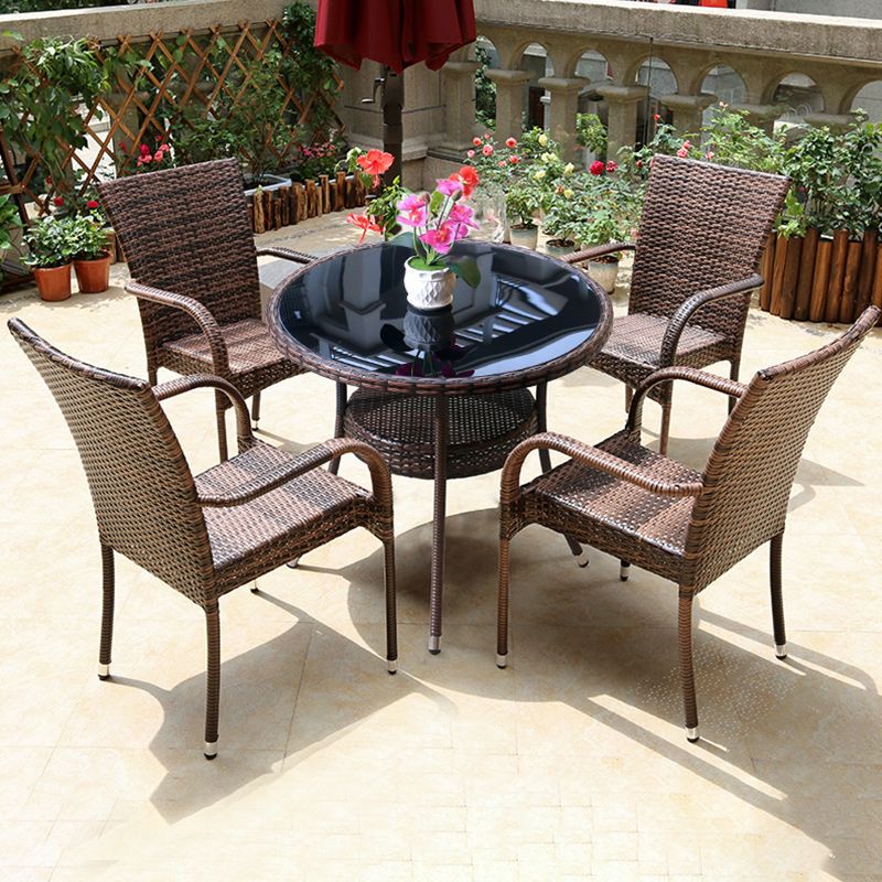 Tropical Brown Outdoors Dining Chairs 21.65" L X 20.86" W X 33.46" H