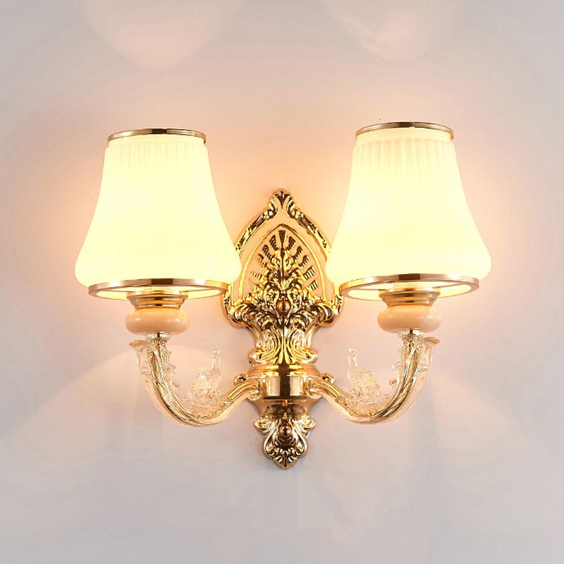 Modernist Wall Sconce Glass Wall Light Fixture in Gold for Living Room