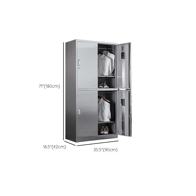 Contemporary Steel Indoor Cabinet Silver Storage Cabinet with Hinged Doors